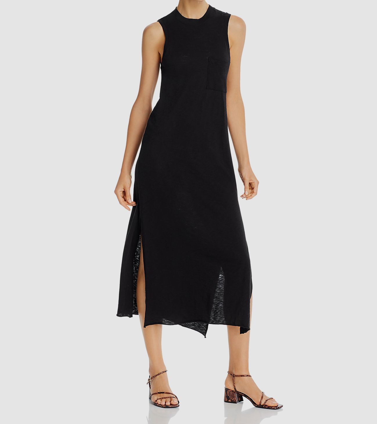 $195 ATM Anthony Thomas Melillo Women’s Black Pocket Midi T-Shirt Dress Size XS