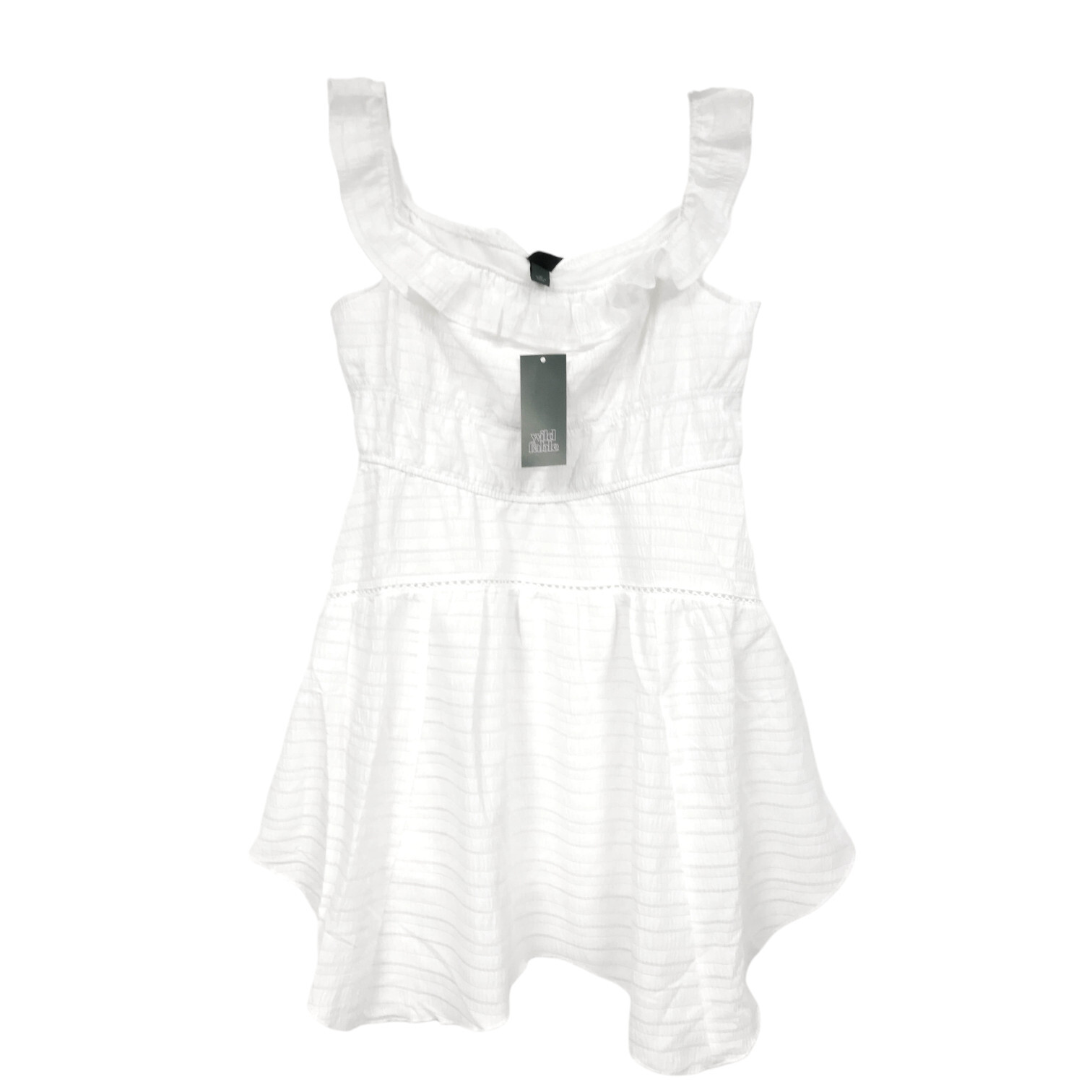 Wild Fable Womens Juniors Size M Ruffle Tiered Skater Dress White