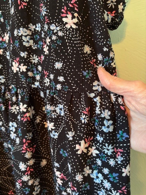 NWT LOFT Pearl Print Black Floral Puff Sleeve Midi Dress Size XL