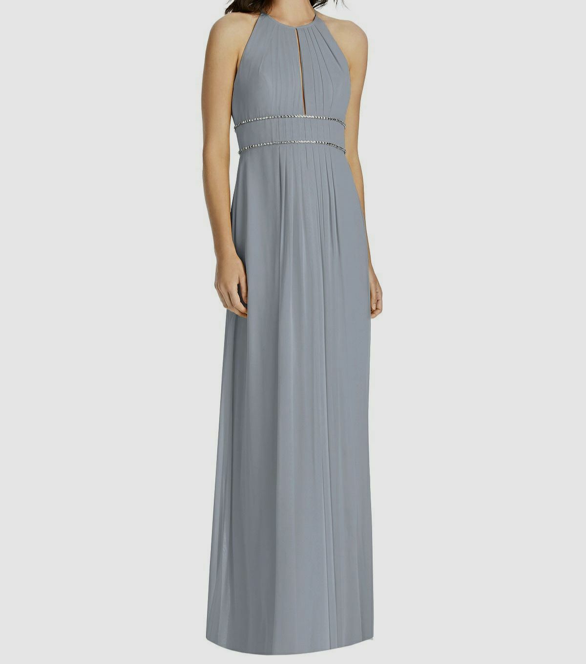 $311 Jenny Packham Women’s Blue Sleeveless Shirred Open Back Gown Dress Size 2