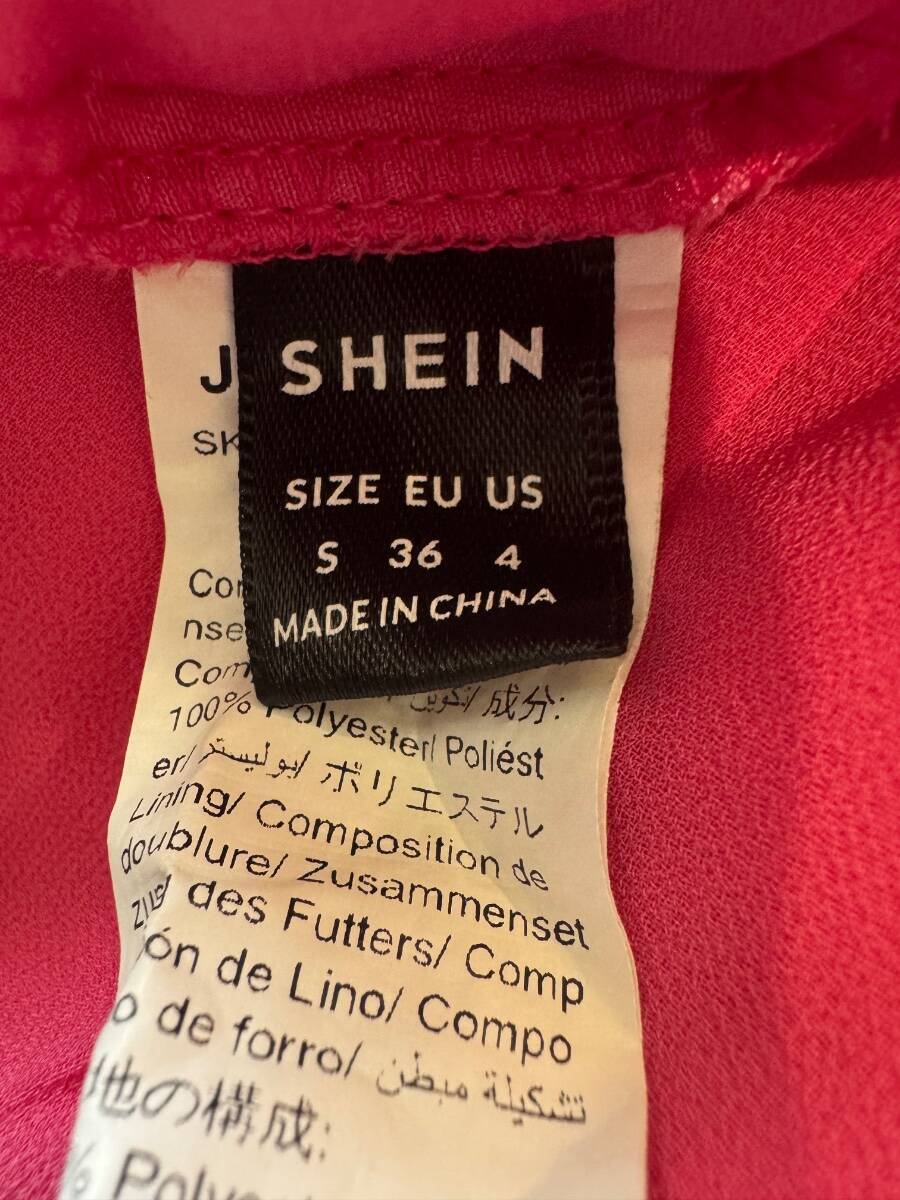 SheIn Hot Pink Chiffon Puffy Sleeve Dress Women’s Size S Great Pre-Owned Cond