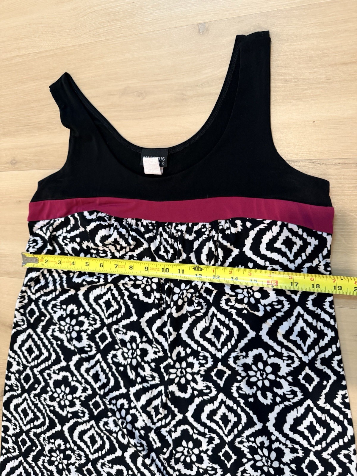 En Focus Studio Sleeveless Fit Flare Dress Size 14 Black White Pink Stretch
