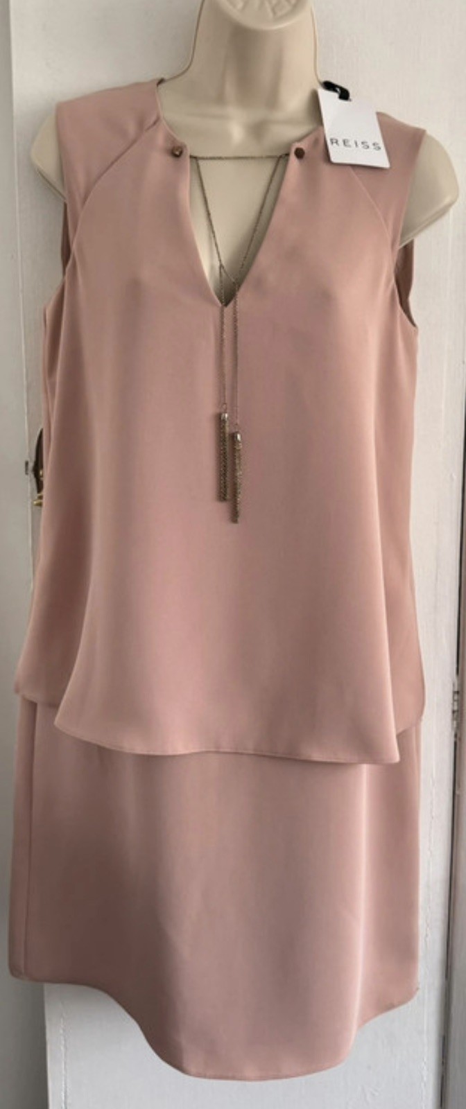 reiss blaze double layered dress chalk pink Size Uk 8 Rrp £180