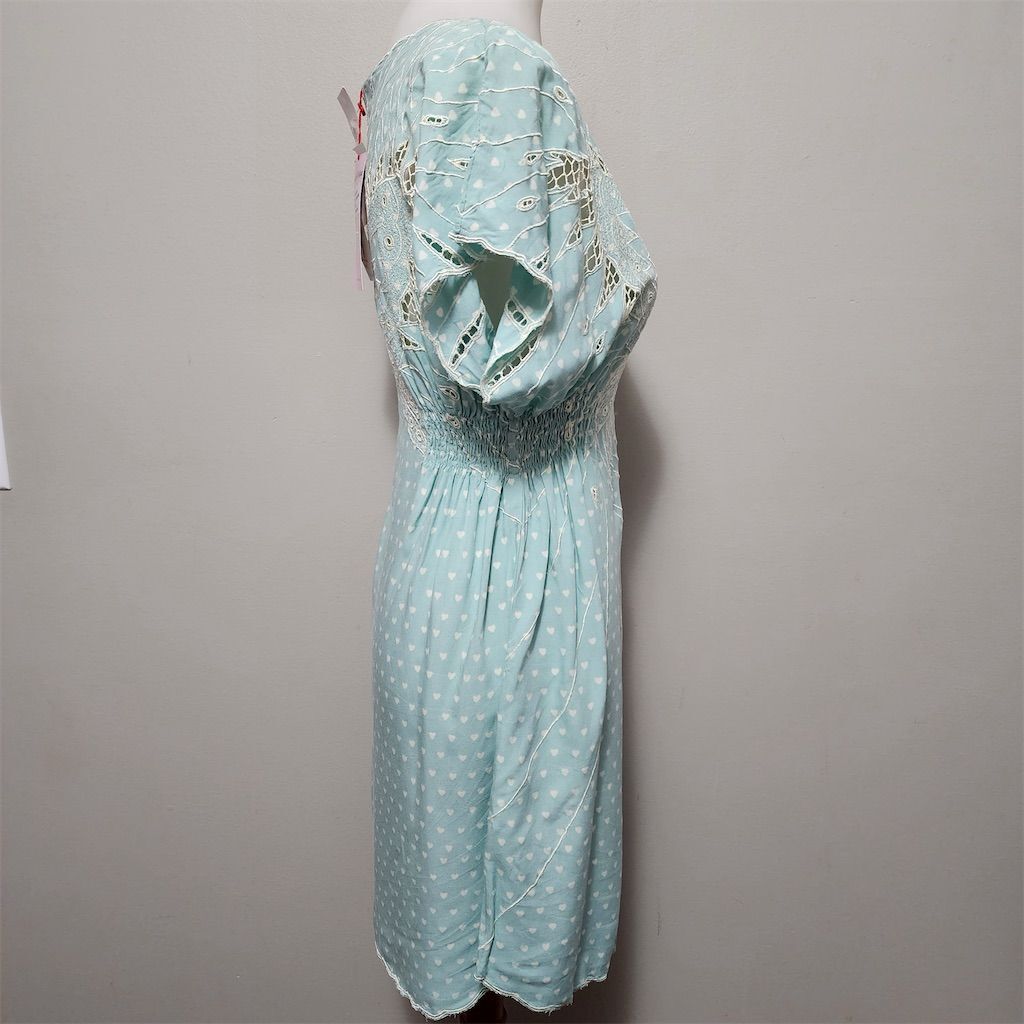 Sugarhill Boutique Heart Butterfly Dress Pastel Green M Short Sleeve