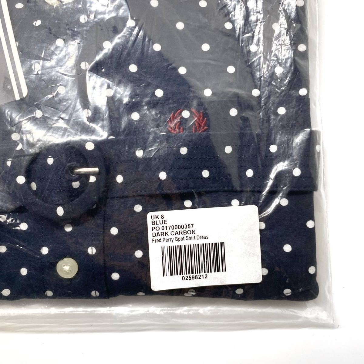 FRED PERRY Fred Perry Dot Pattern Shirt Dress UK8 Short Sleeve