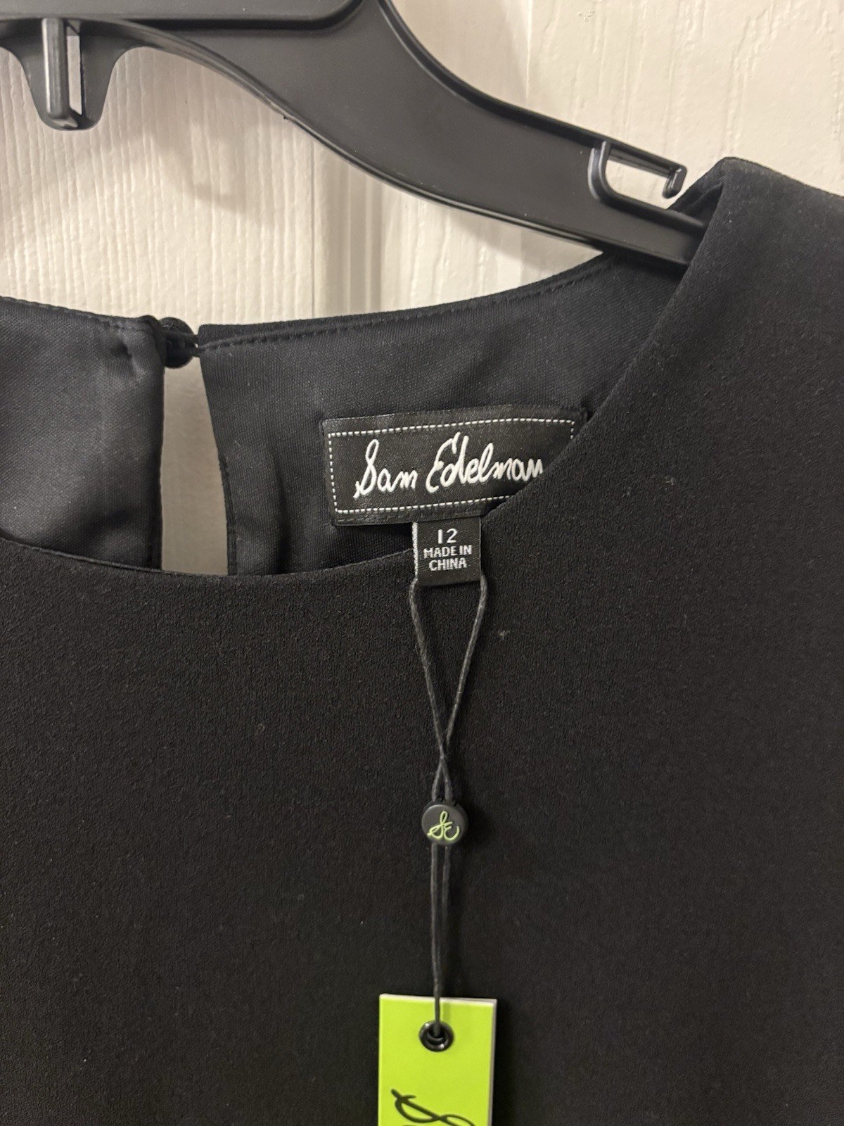 Sam Edelman Black Solid Shift Dress 12 Sleeveless Round Neck Feather Hem
