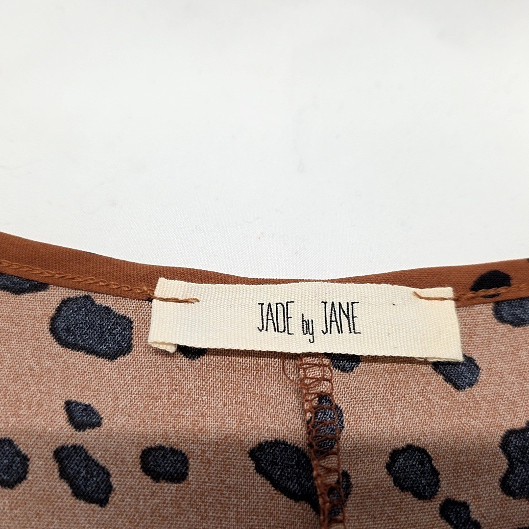 Jade by Jane Dress Womens Small Brown Black Leopard Print Ruffle Flounce