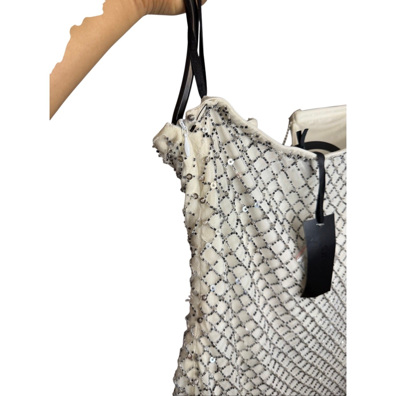 H:ours Alvah Mini Dress with Crystals Chain White Silver Revolve Size Small