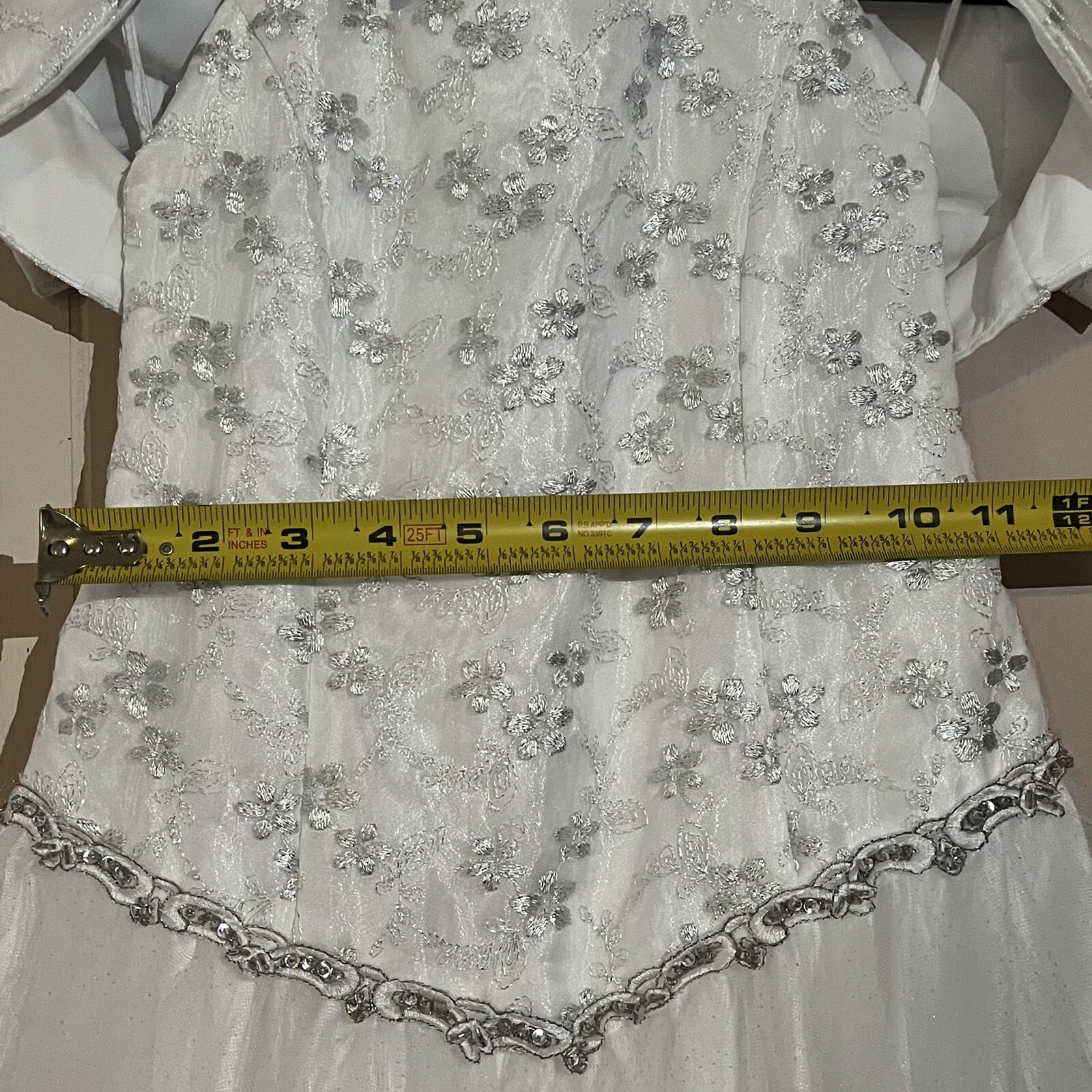 C.W. Designs 2 Piece White Dress Lace Sparkle Women Girl A-line Formal Party 2-4