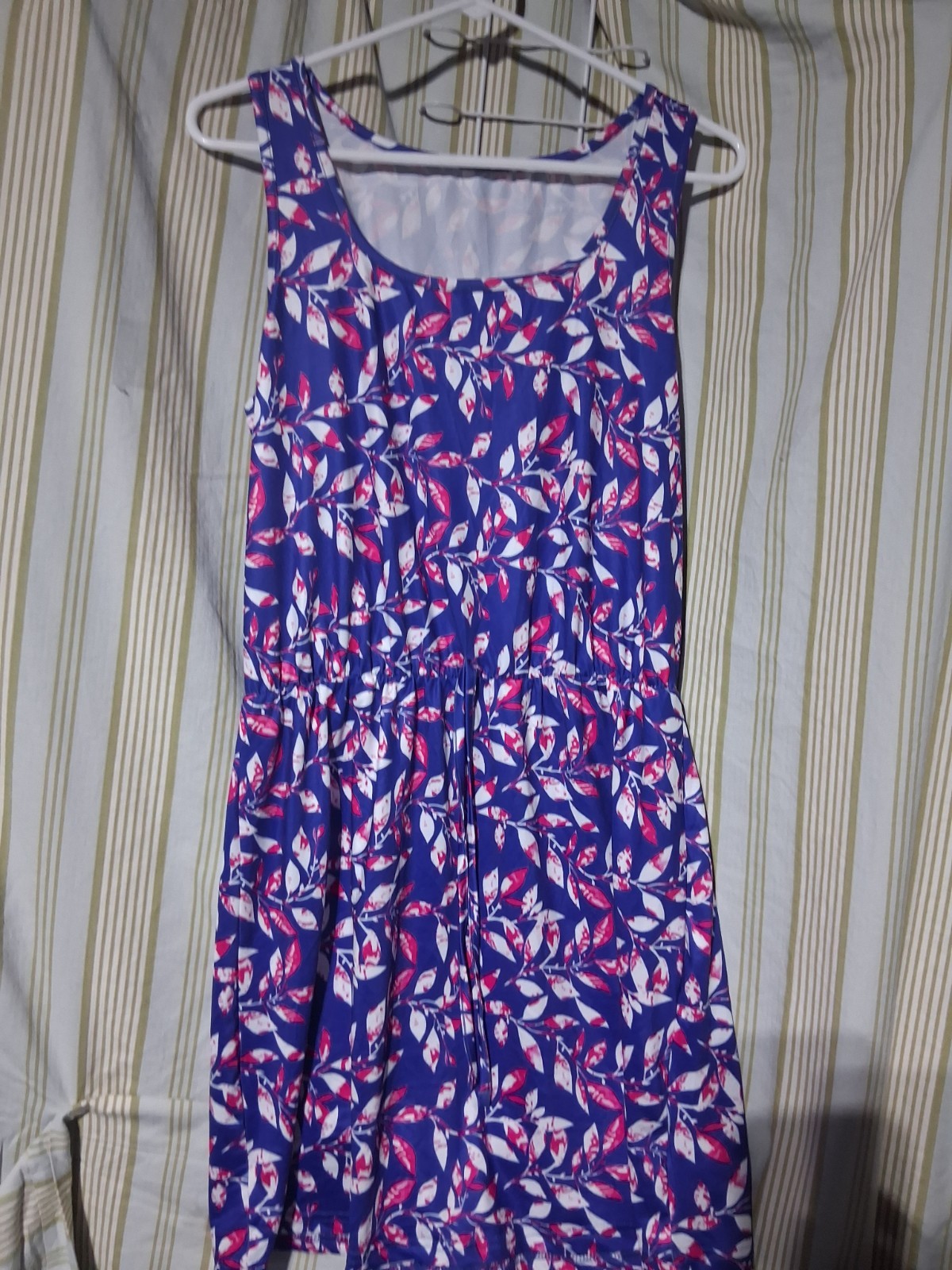 SHEIN Women’s Blue Pink White Floral Maxi Dress Sleeveless Scoop Neck L