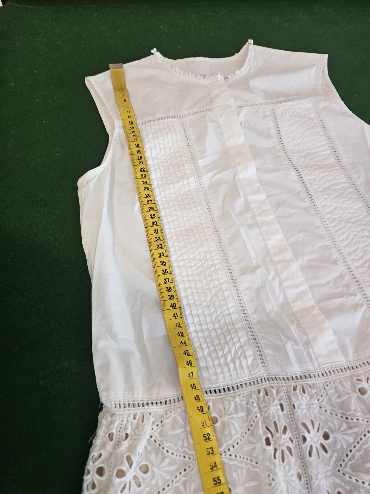 0039 Italy White Cotton Dress Lace Sleeveless Victorian infused Size M