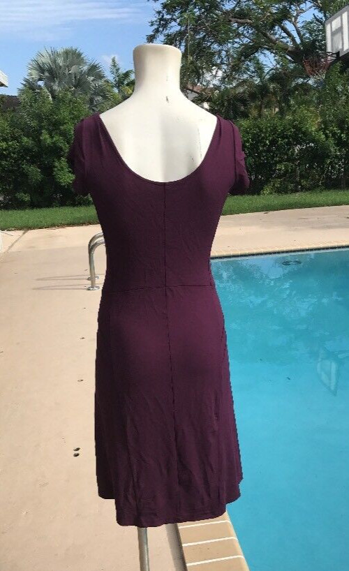 CELINE DEEP PURPLE STRETCH CAP SLEEVE CASUAL DRESS Sz 38 MADE IN FRANCE
