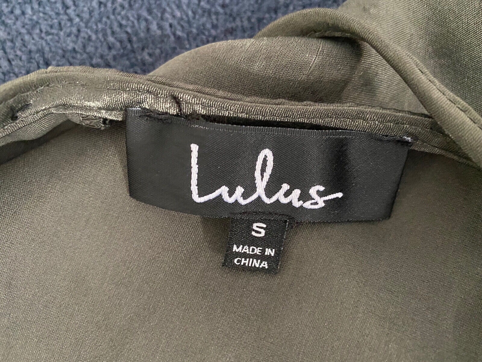 LULUS Olive Green Shiny Satin Slip Mini Dress Small Sexy Vintage Y2K 90s Holiday