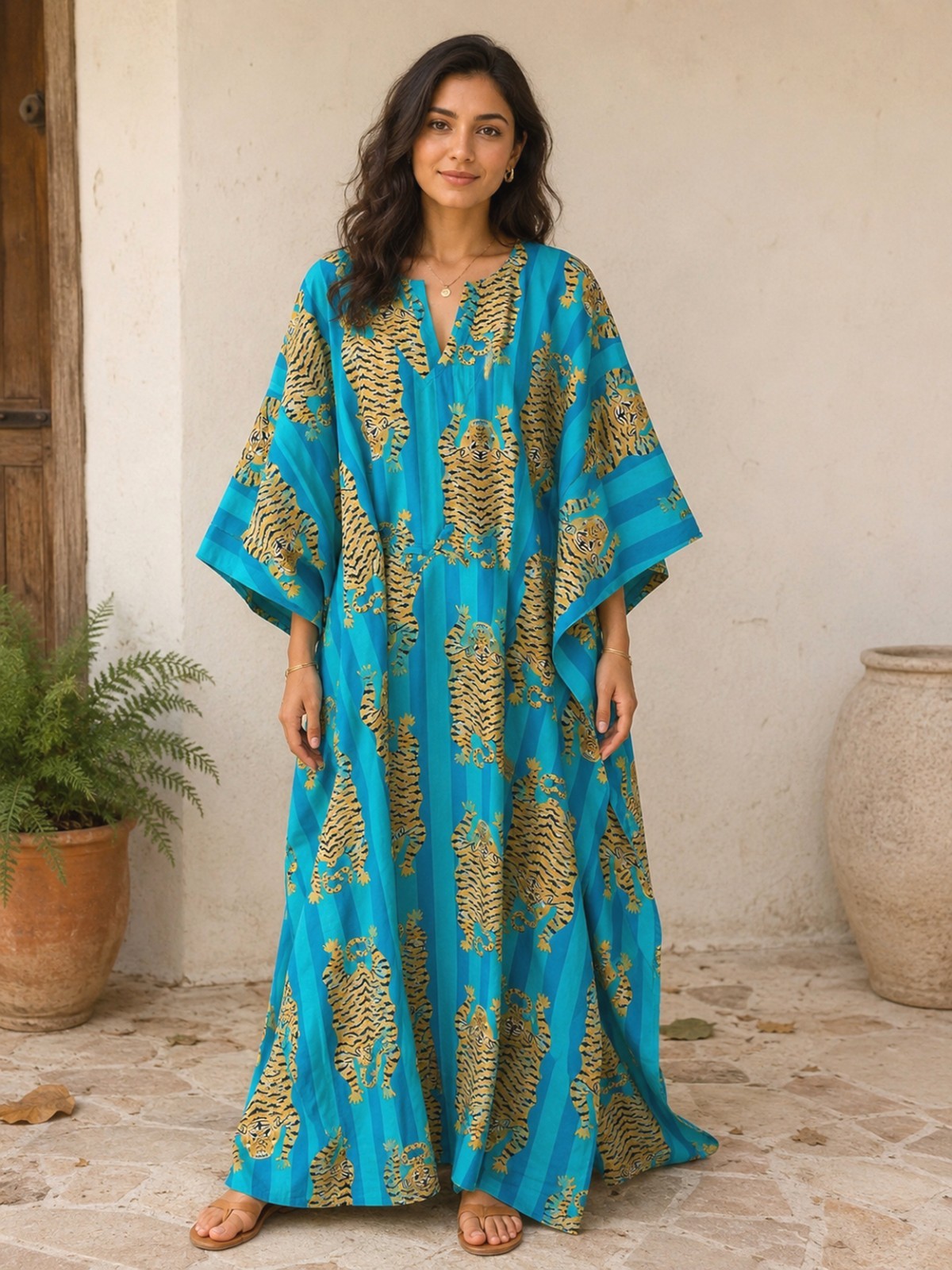 Leopard Print Kaftan, Indian Caftan For to be Moms, Beach Cover Up Gown Dress