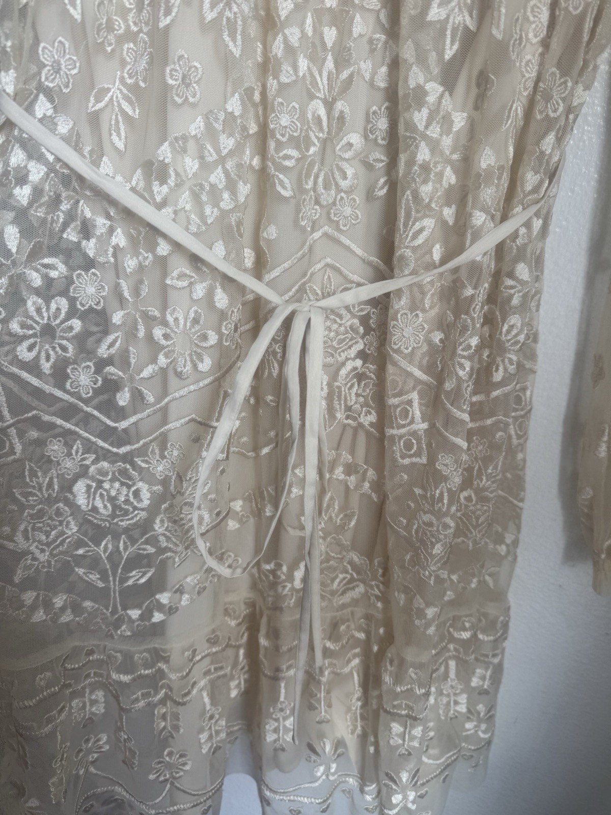 Needle & Thread Tulle Embroidered Floral Long Sleeve Ruffle Mini Dress Size 2