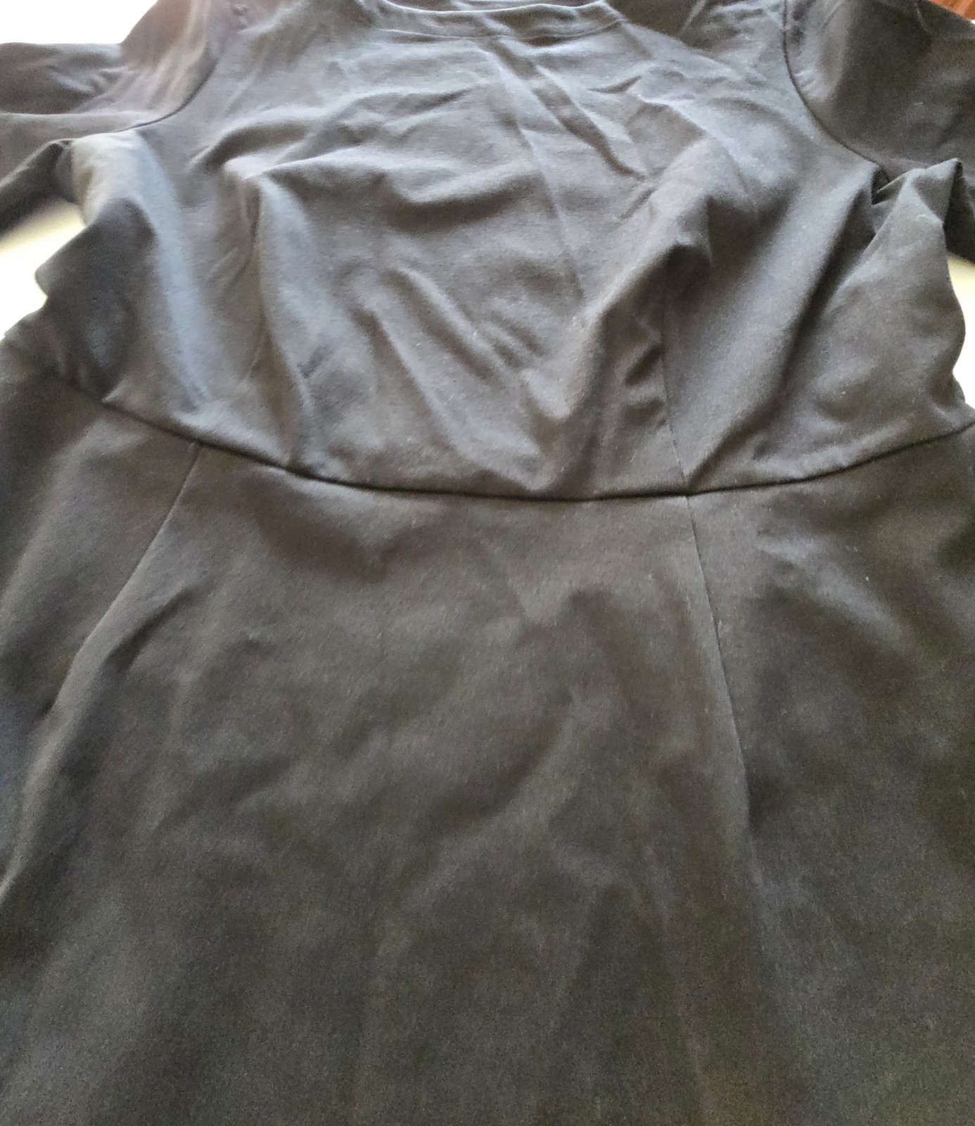 Croft & Barrow Ponte Dress Size XL Black Stretchy Elbow Sleeve A Line Dress