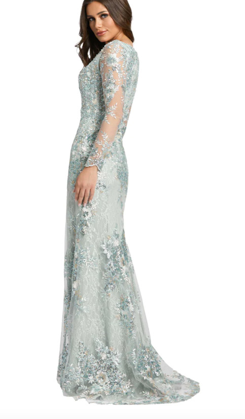 MAC DUGGAL 67539 EMBELLISHED V-NECK ILLUSIONS SEAMIST GOWN sz 16