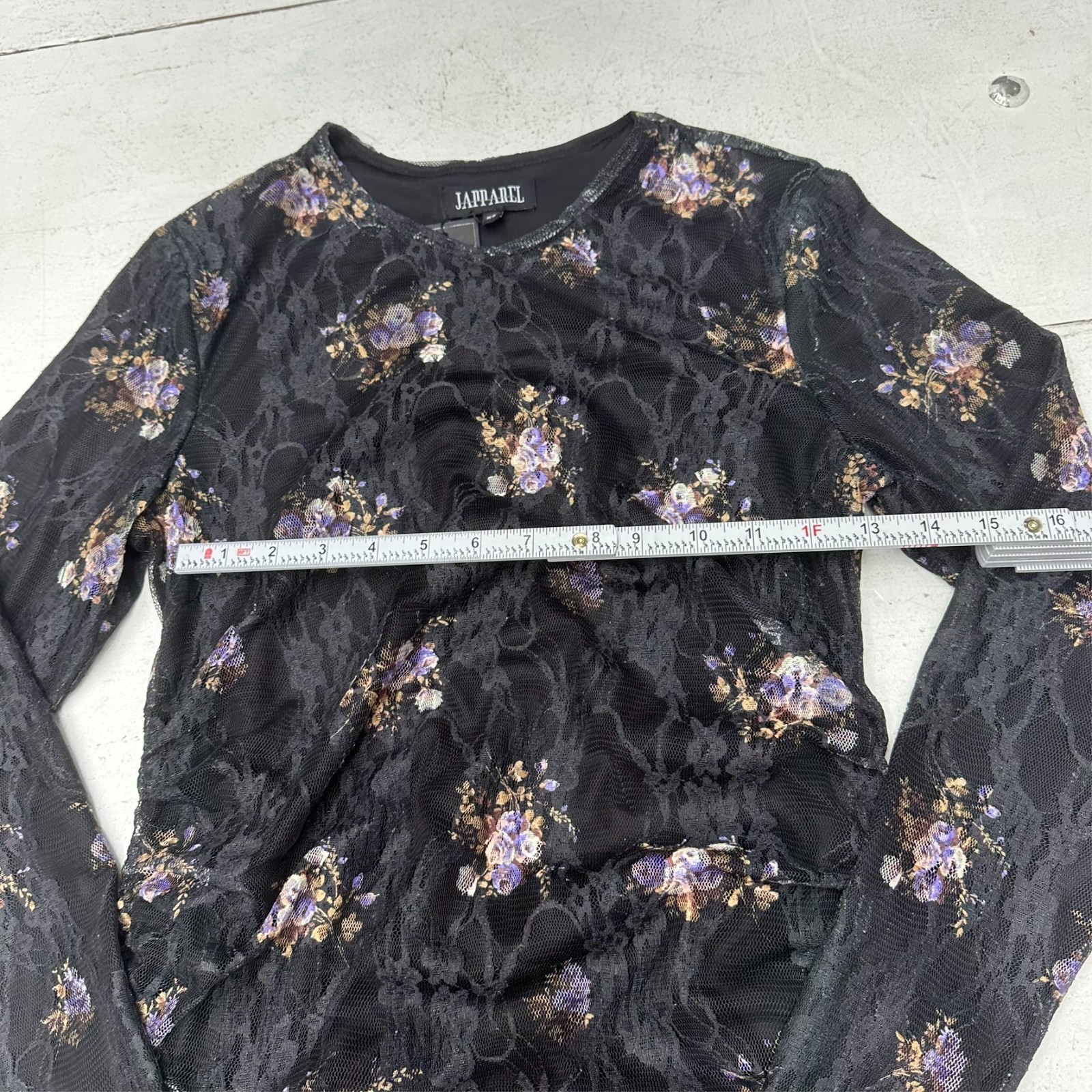Japparel Black Floral Long Sleeve Side Rouched Lola Dress Women’s Size XS NEW