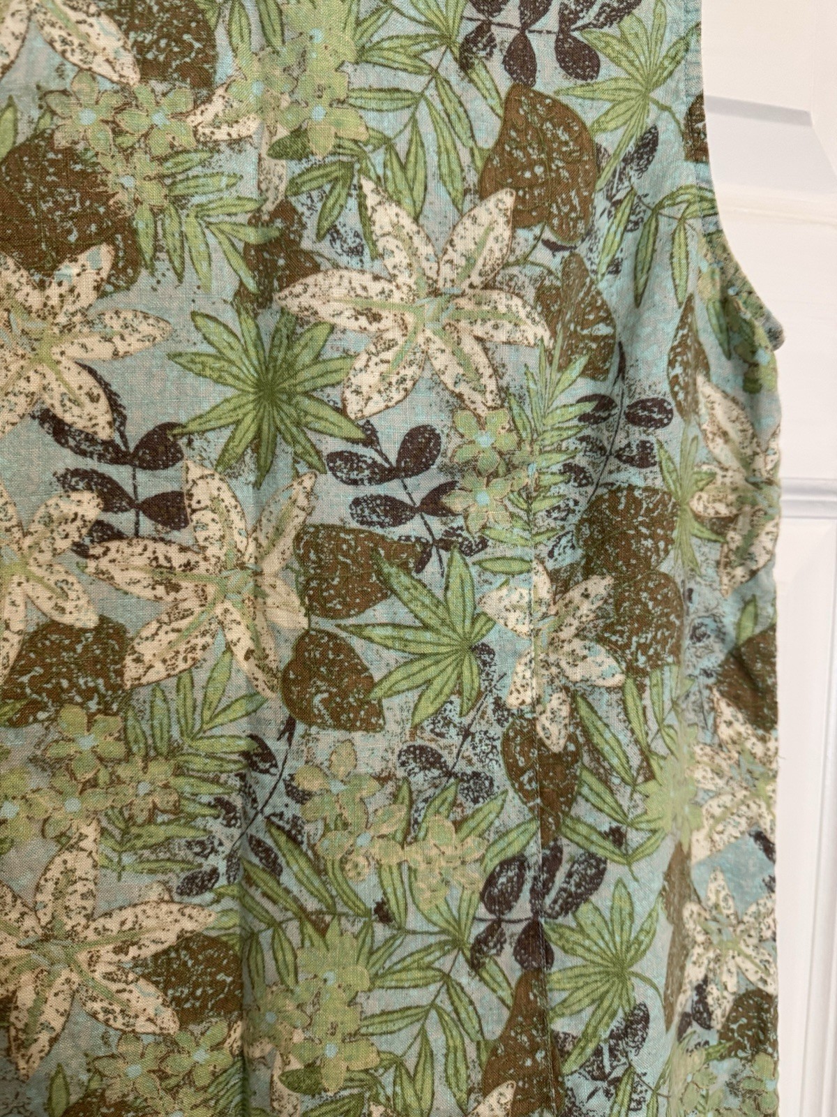 100% Linen Floral Midi Dress