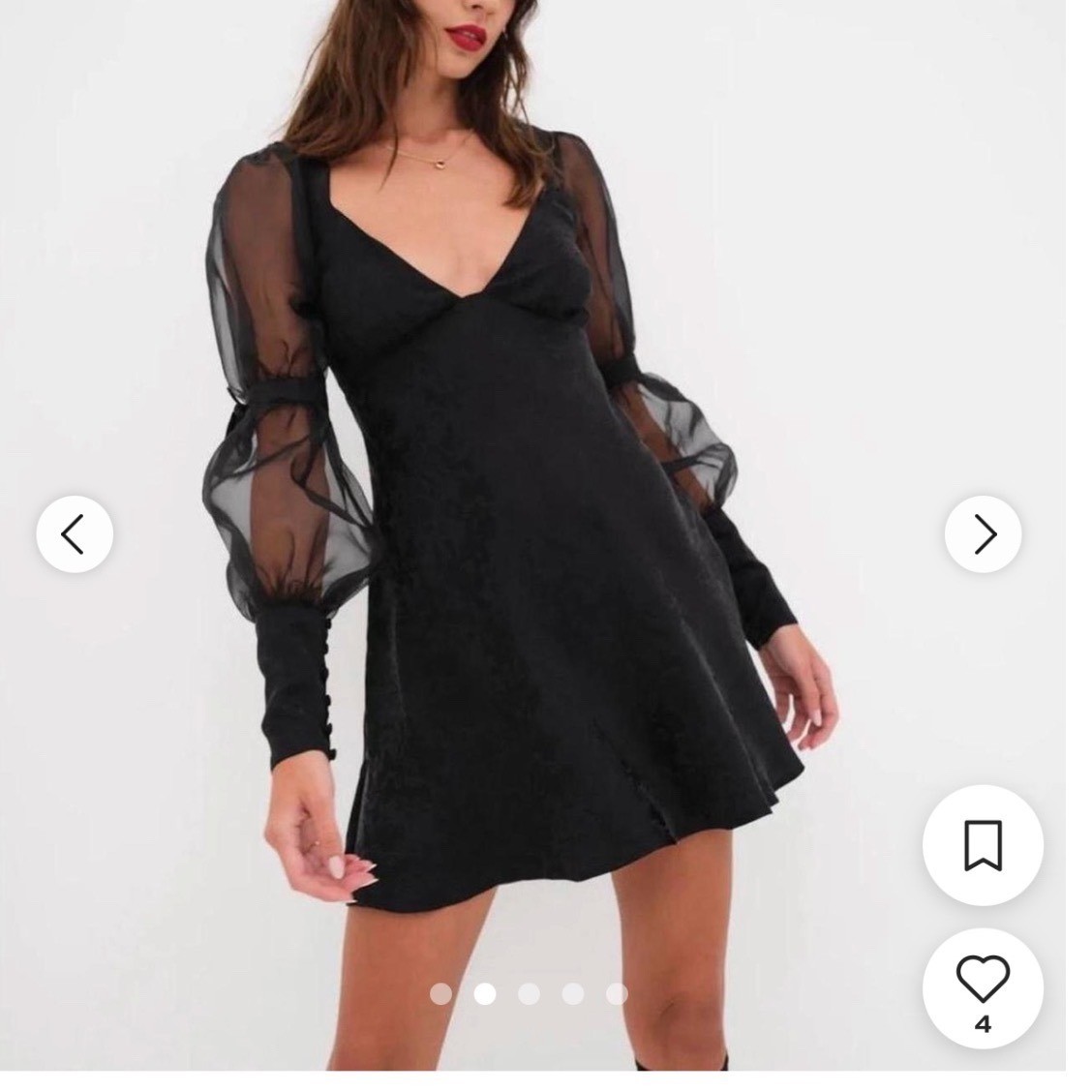 Whimsigoth Ethereal Mini dress XS For Love & Lemons Black Jacquard Puff Sleeve