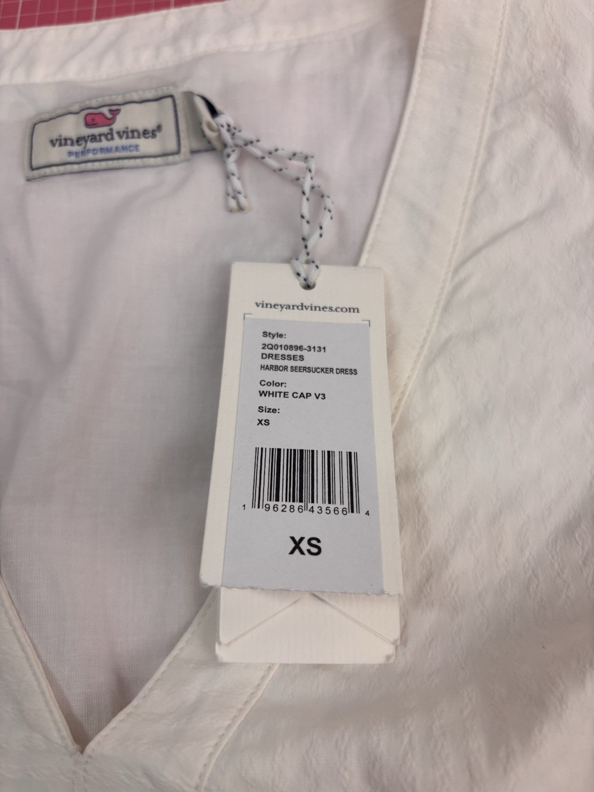Vineyard Vines Performance Harbor Seersucker Tiered Dress White XS New Nautical
