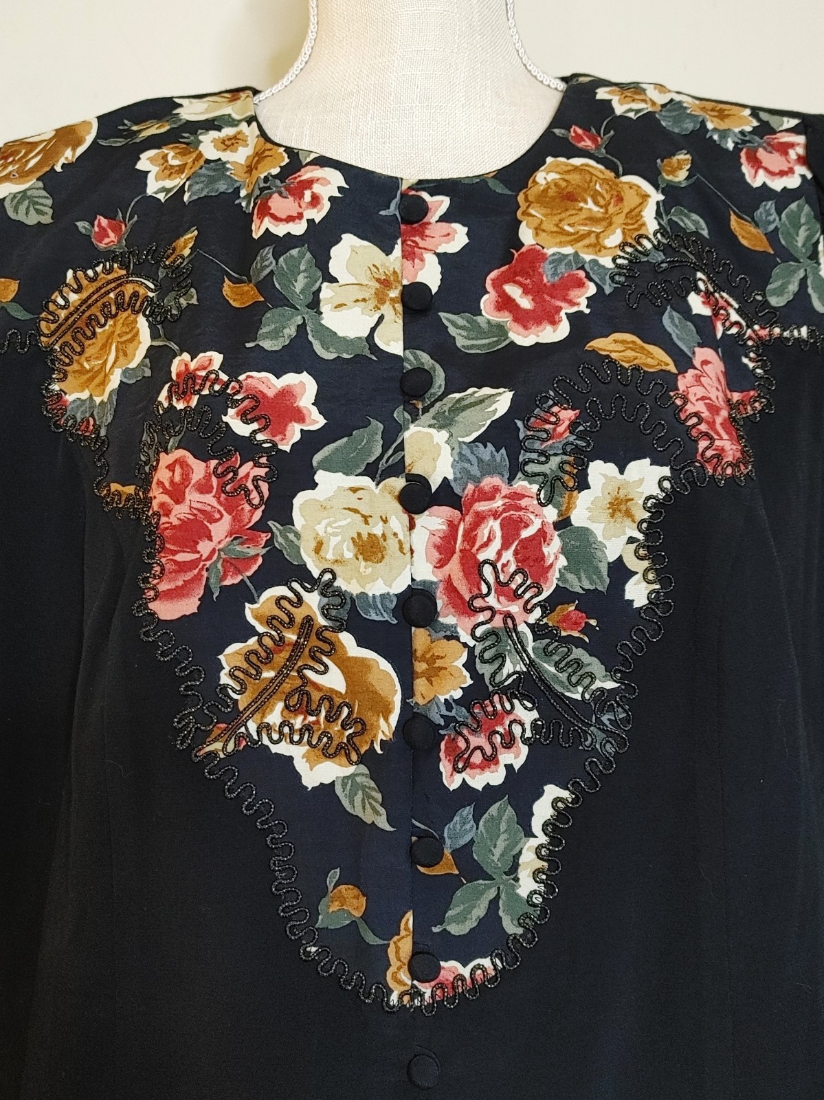 Vintage 90’s Dress Karin Stevens Womens sz 16W KSL Drop Waist Layered Floral