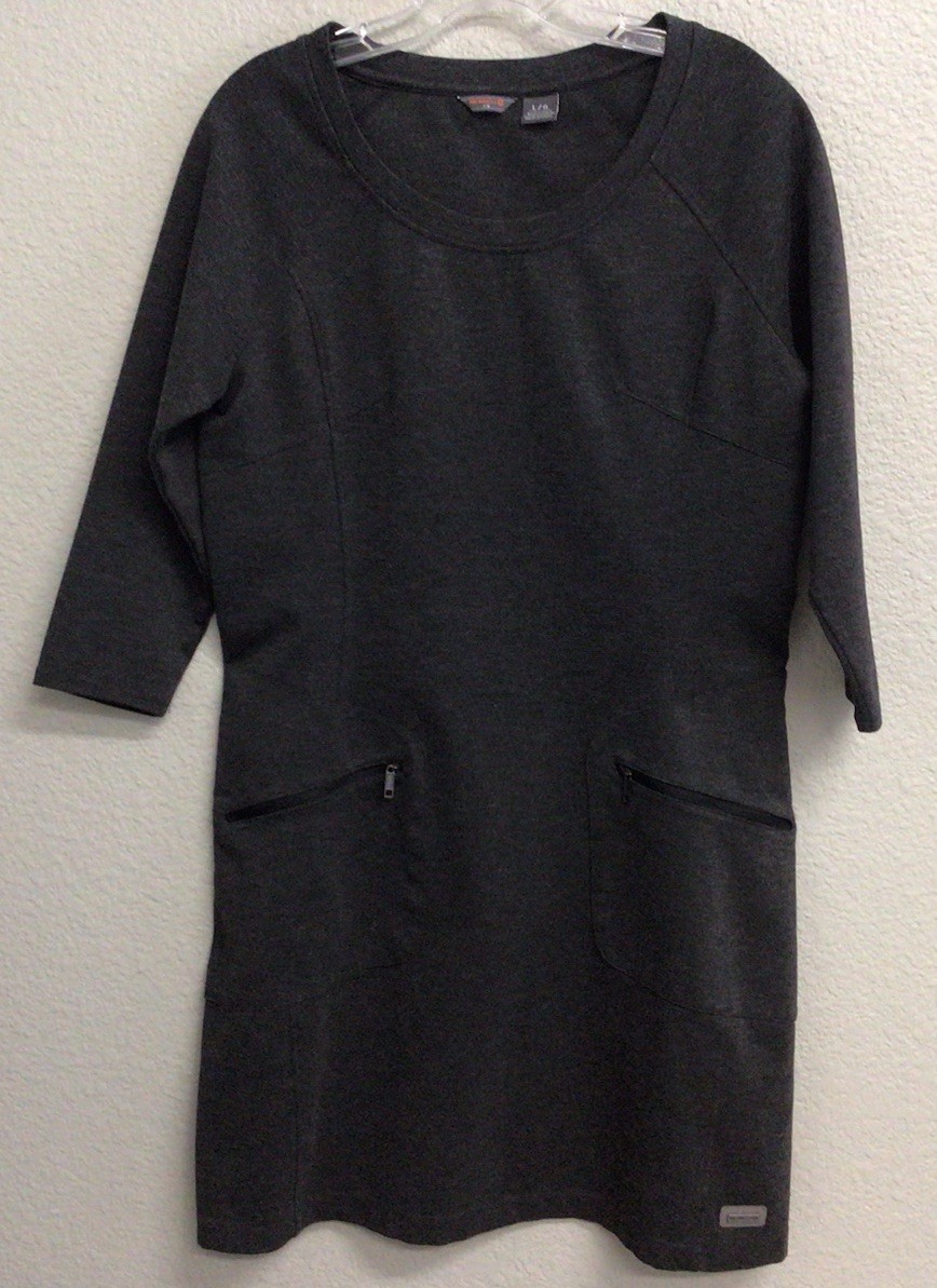 Merrell Solid Gray Dress 3/4 Sleeve Women’s Size Large Stretch Zipper Pocket