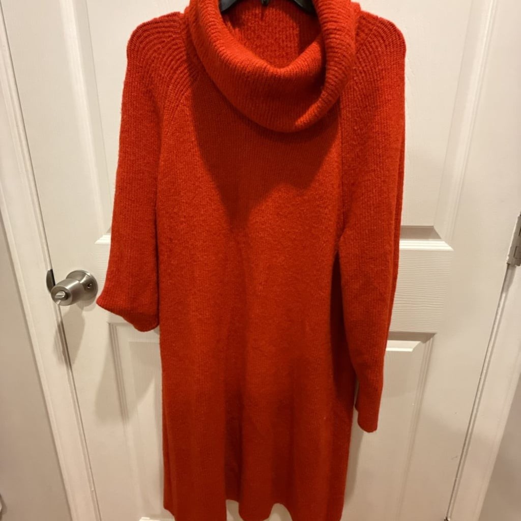 LOFT Plus Orange Cowl Neck Sweater Dress Size 14