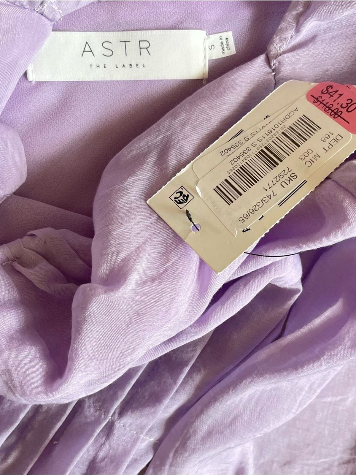 Astr Lavender Puff-Sleeve Smocked Mini Dress size Small, NWT
