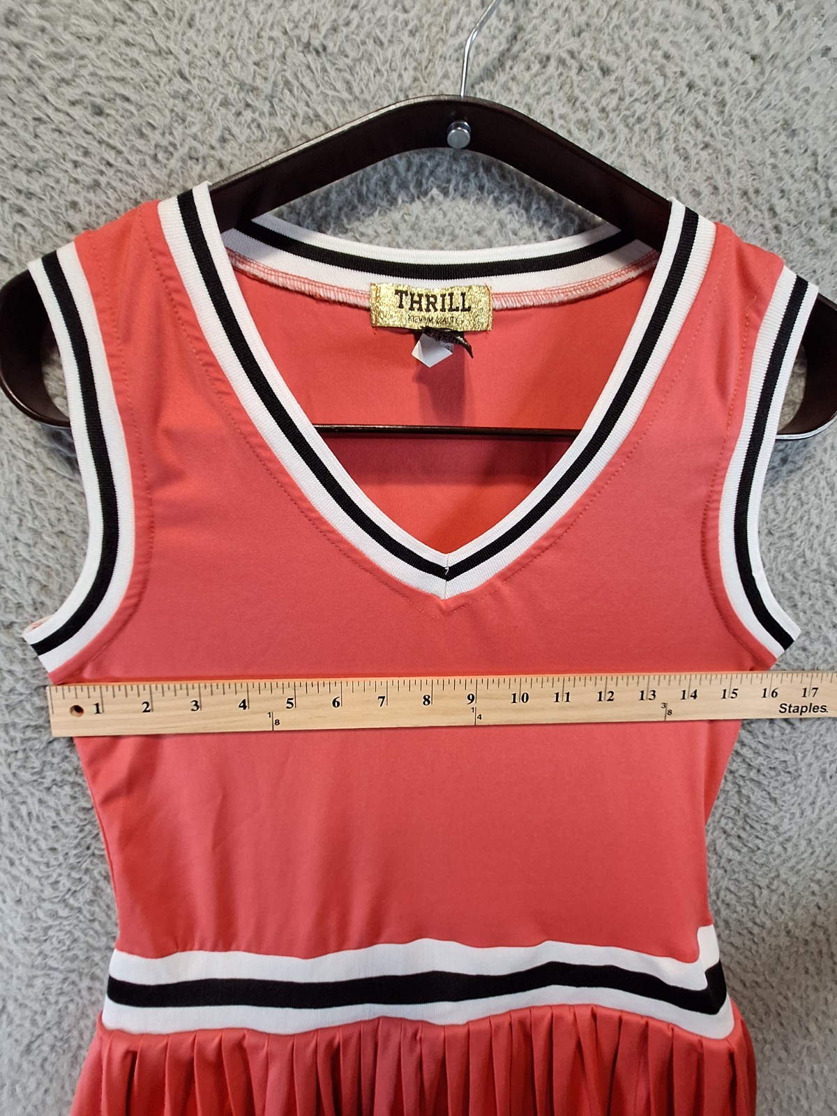 Thrill Premium Quality Skort Dress Womens M Red Cotton Stretch Pleated V-Neck