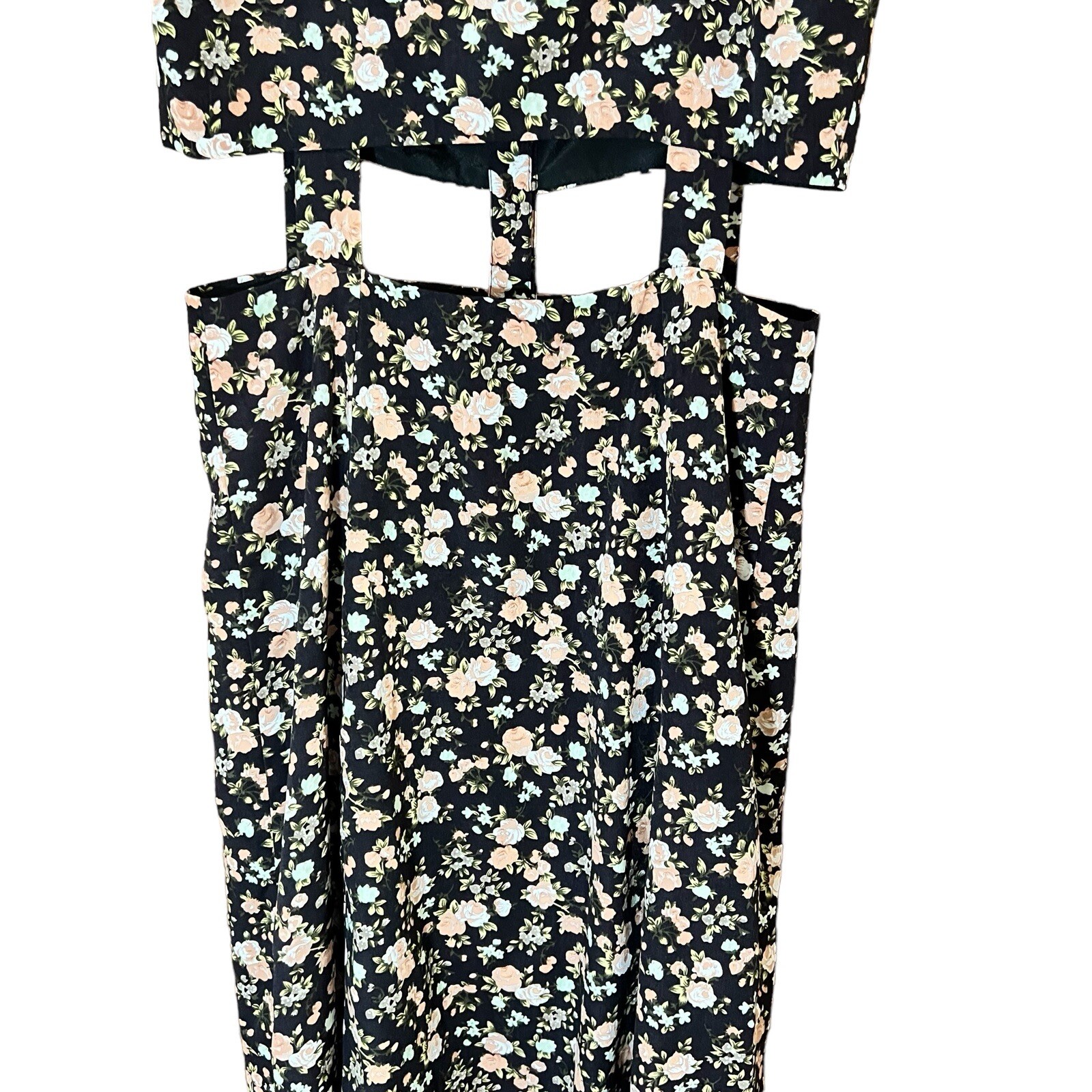 Pins and Needles UO Caged Cut Out Waist Maxi Dress Button Front Floral Sz 4 READ