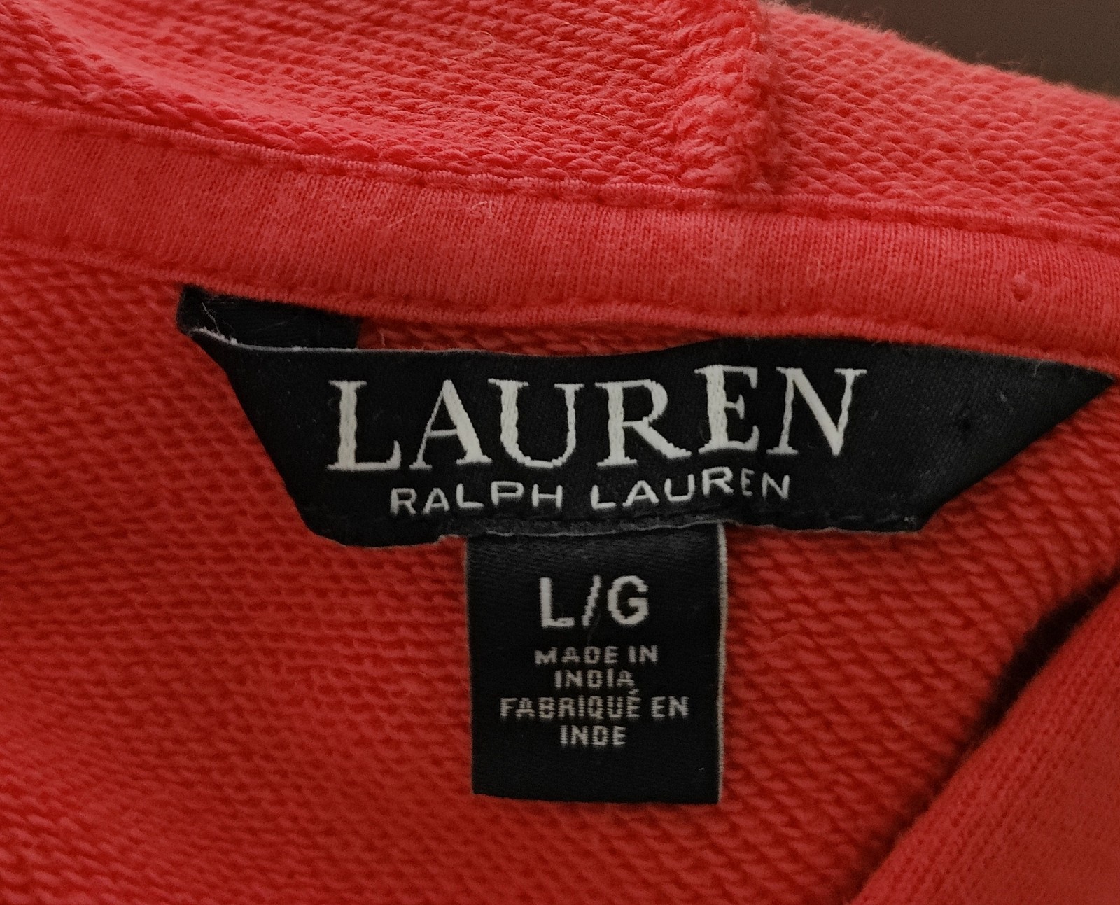 Lauren Ralph Lauren Size L Red White Navy Tie Dye Hooded Sweatshirt Dress LRL.