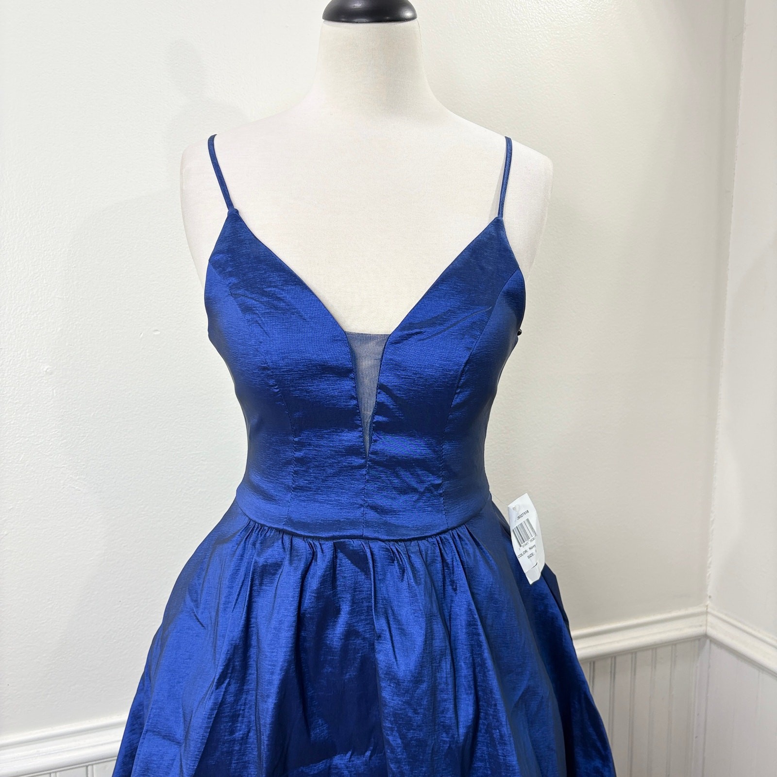 B Darlin Size 5/6 Dress Cocktail Hoco Prom Vintage Hi-Low Princess Taffeta Blue