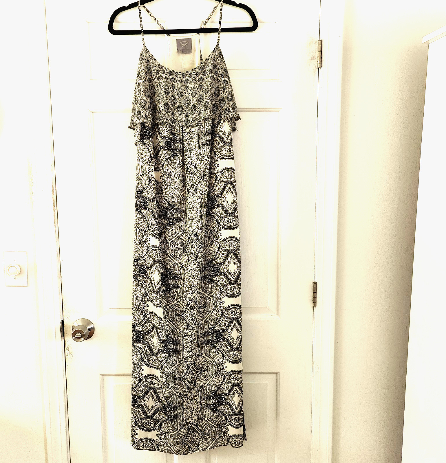 Vanessa Virginia Boho Maxi Dress Racerback Black Whimsigoth Sz 10 Anthropologie