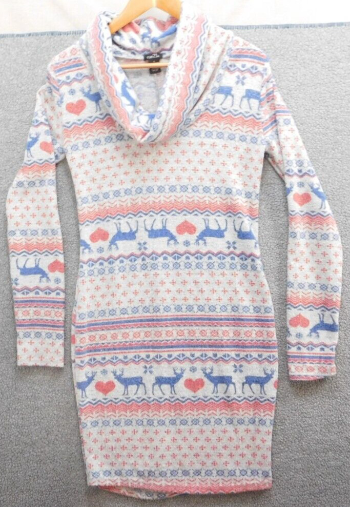 Rue 21 Women Cowl Neck Knit Dress Size M Fair Isle Bodycon