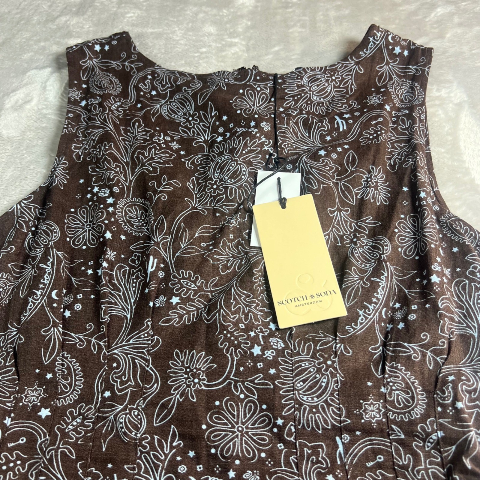 NWT Scotch & Soda Women’s Medium Dress Brown Hot Fudge Celestial Linen Blend