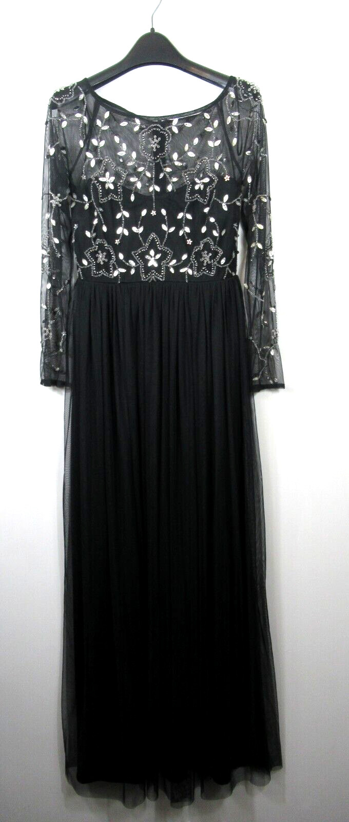 Lace & Beads Zalando Alexandra Beaded Tulle Maxi Occasion Dress Black size M New