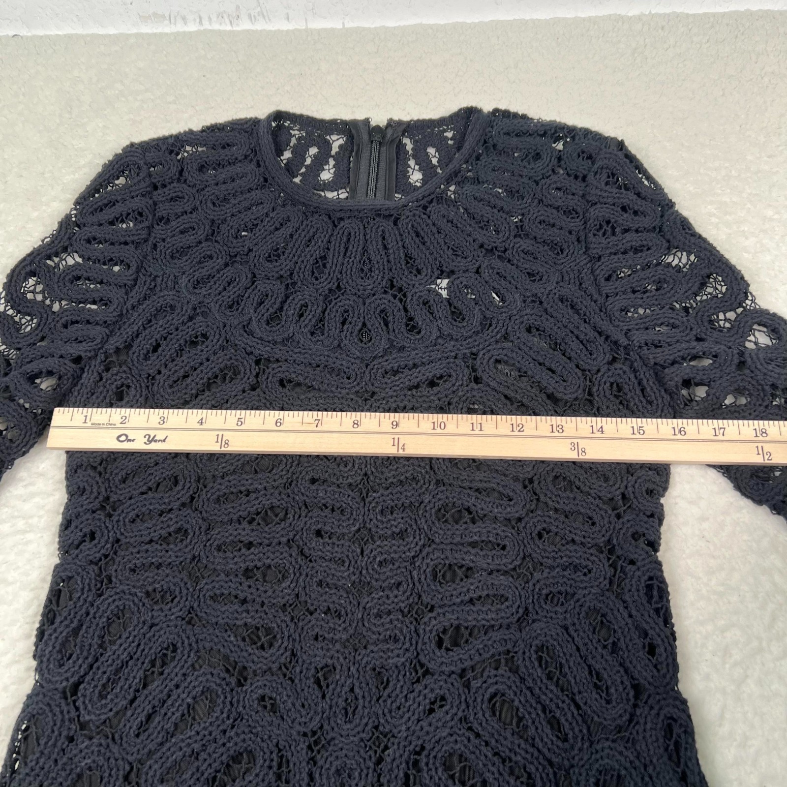 NWT Simkhai McCall Cage Dress Crochet Mini Dress Sz 4 Long Sleeve Black $845