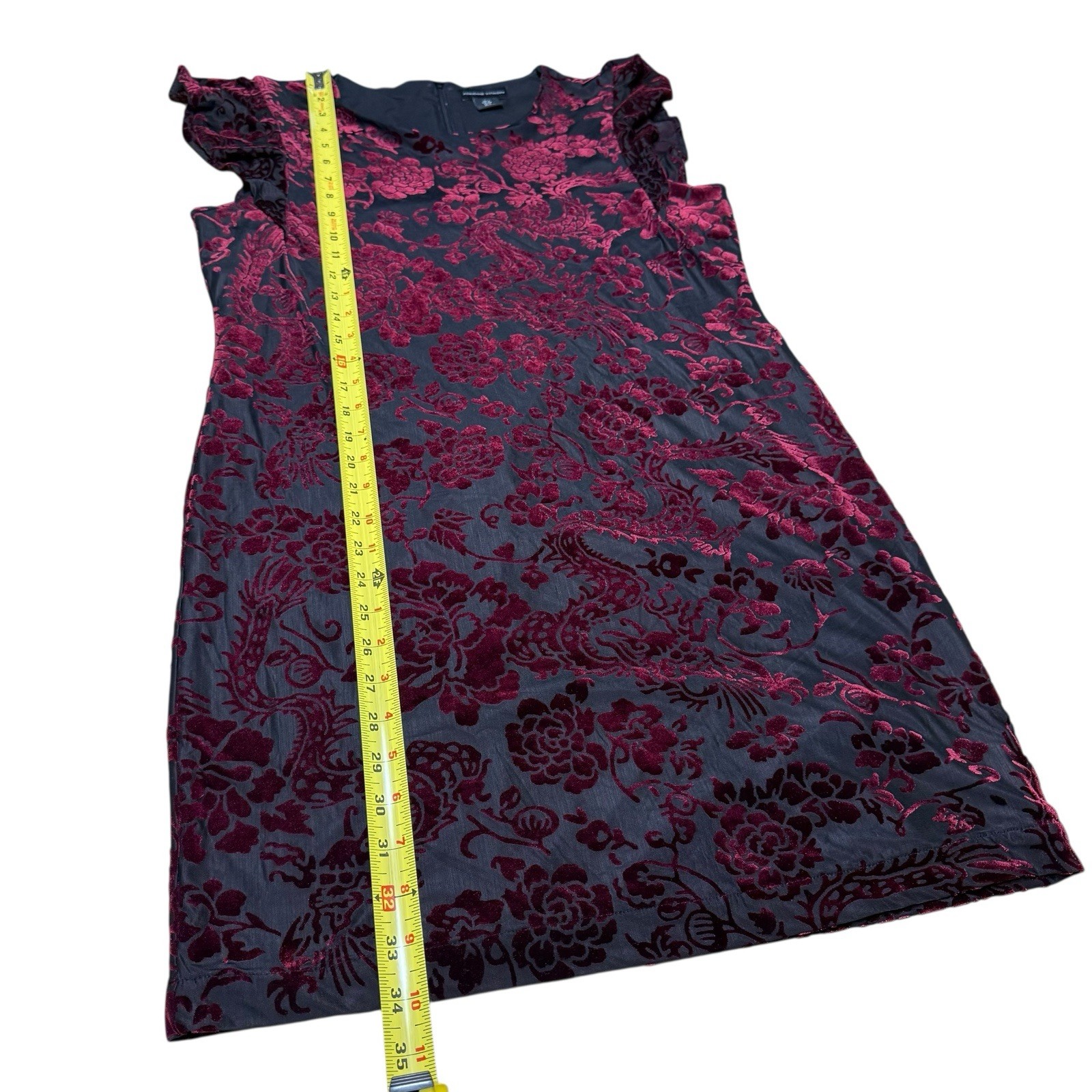 Y2K Adrienne Vittadini Dragon Floral Burnout Velvet Dress Whimsigoth Vamp S