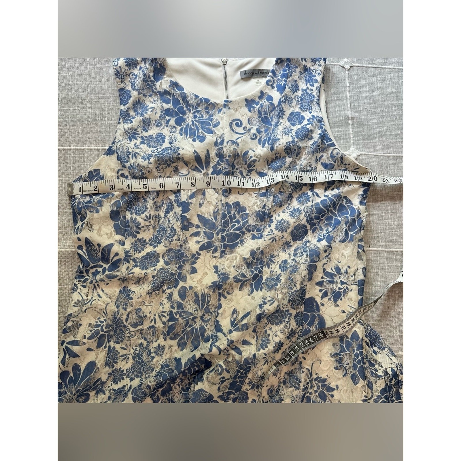 Danny & Nicole White and Blue Floral Midi Dress, size 16