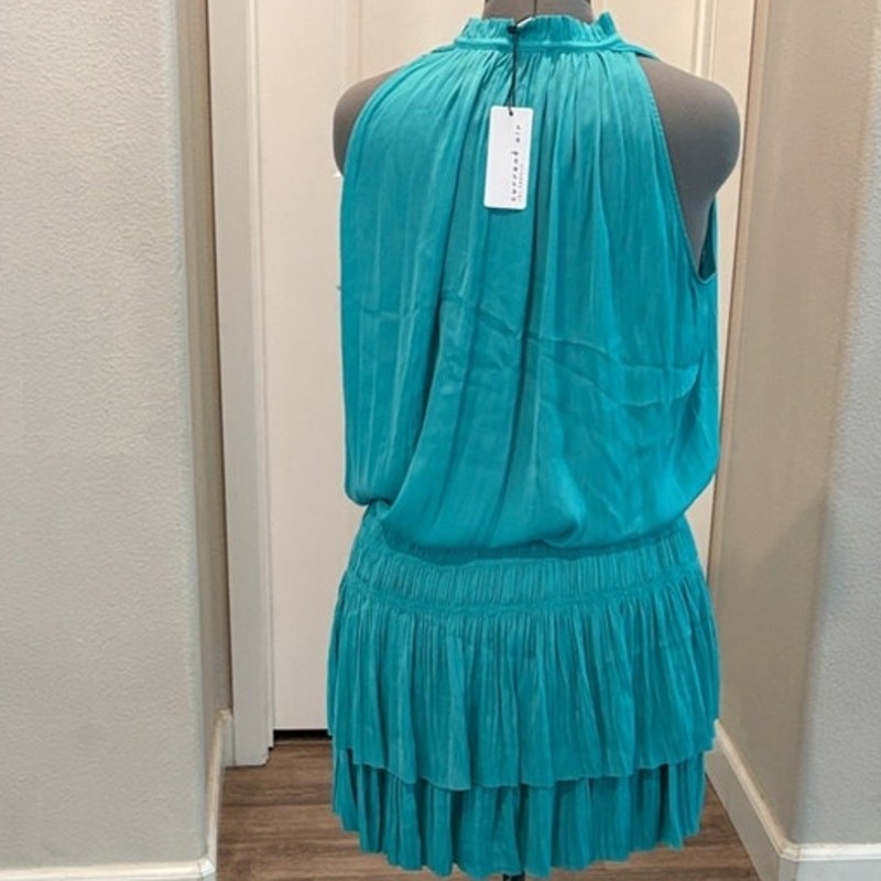 Current Air Cara Turquoise Pleated Halter Mini Dress Size XL