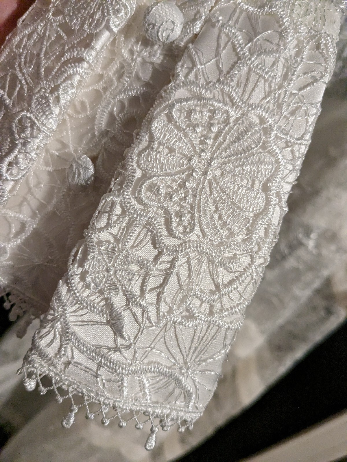 Leo & Lin Juno Poly & Silk Button Down Lace Dress White Long Sleeve Size 6 – NWT