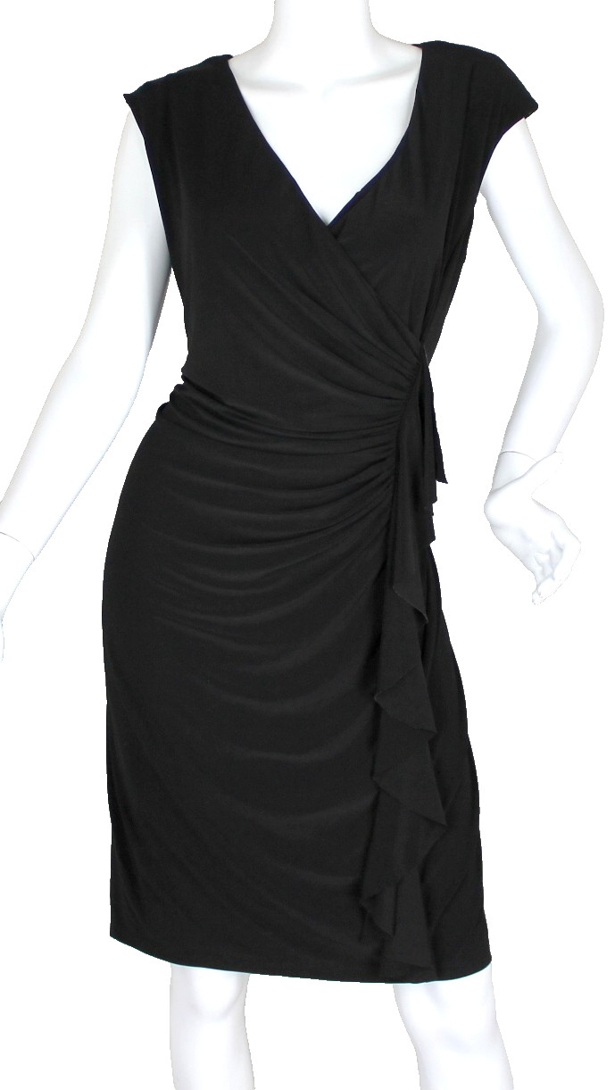{EVAN PICONE BLACK LABEL} Dress Sz. 14 Black Jersey Knit Lined Zip Summer