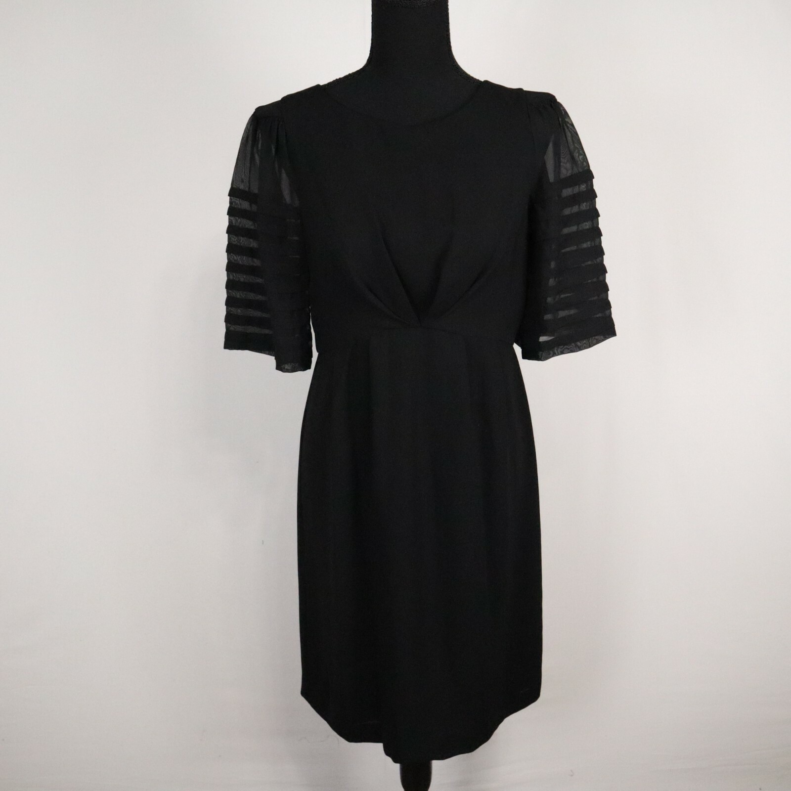 Max & Cleo Dress Womens 8 Sheer Ruffle Formal Party Black Short Sleeve NWT