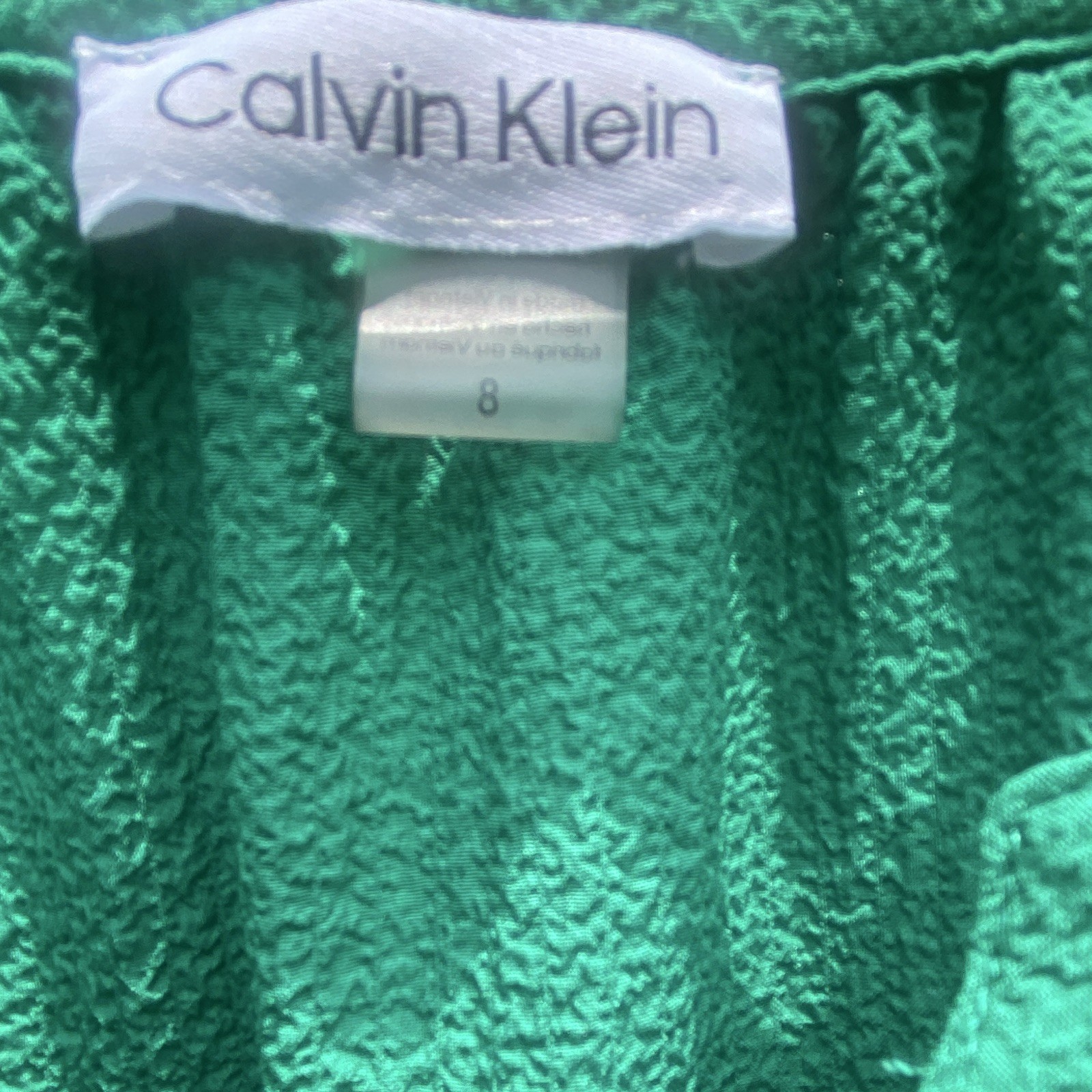 Calvin Klein Womens Green V-Neck Sleeveless Textured Tiered Maxi Dress Size 8