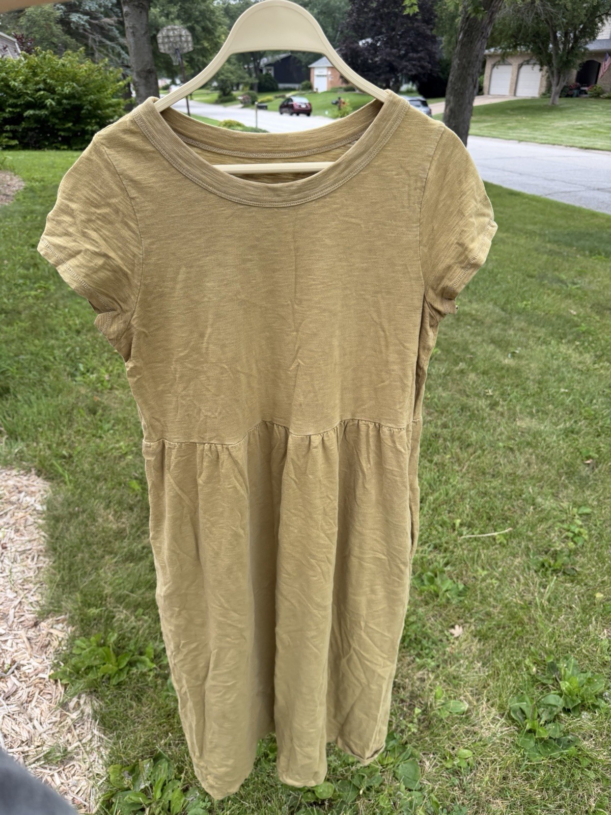 Universal Thread Khaki Green T-Shirt, Midi Dress With Pockets 100% Cotton Size S
