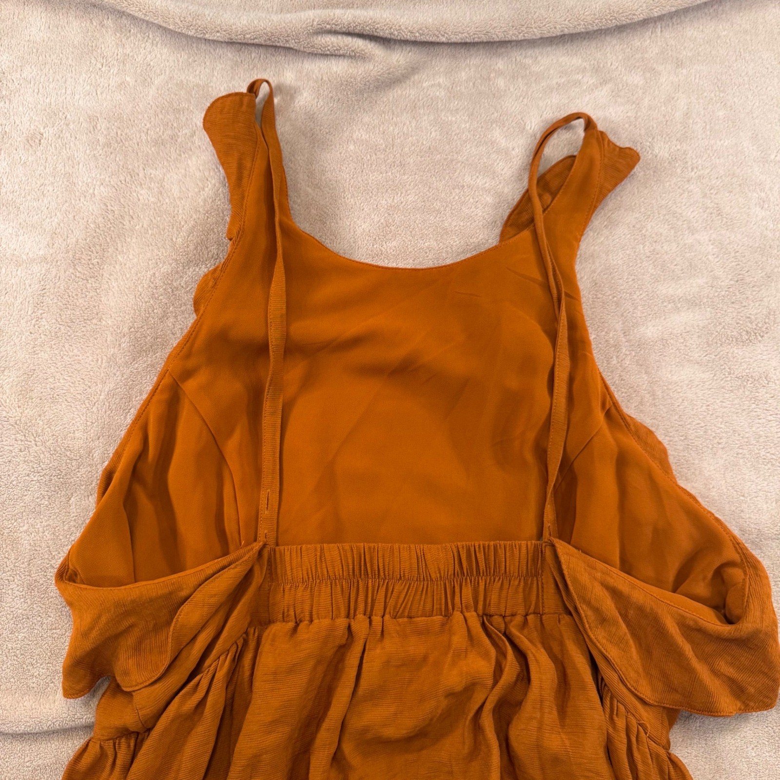 Anthropology The Odells Rust Ruffle Maxi Dress Boho Coastal Summer Resort Sz XL