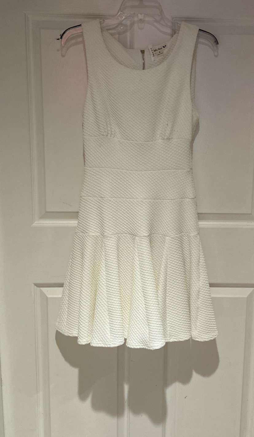 Double Zero Off White Cream Sleeveless A- Line Drop Waist Stretch Dress Small