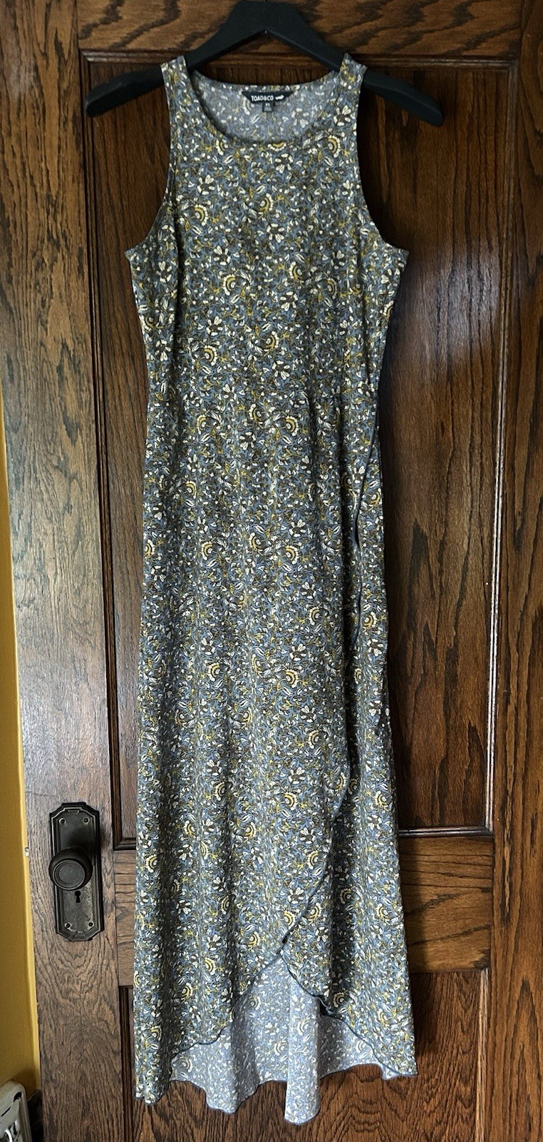 Toad & Co Sunkissed Faux Wrap Maxi Dress XS North Shore Vine Cutout Hi Low Boho