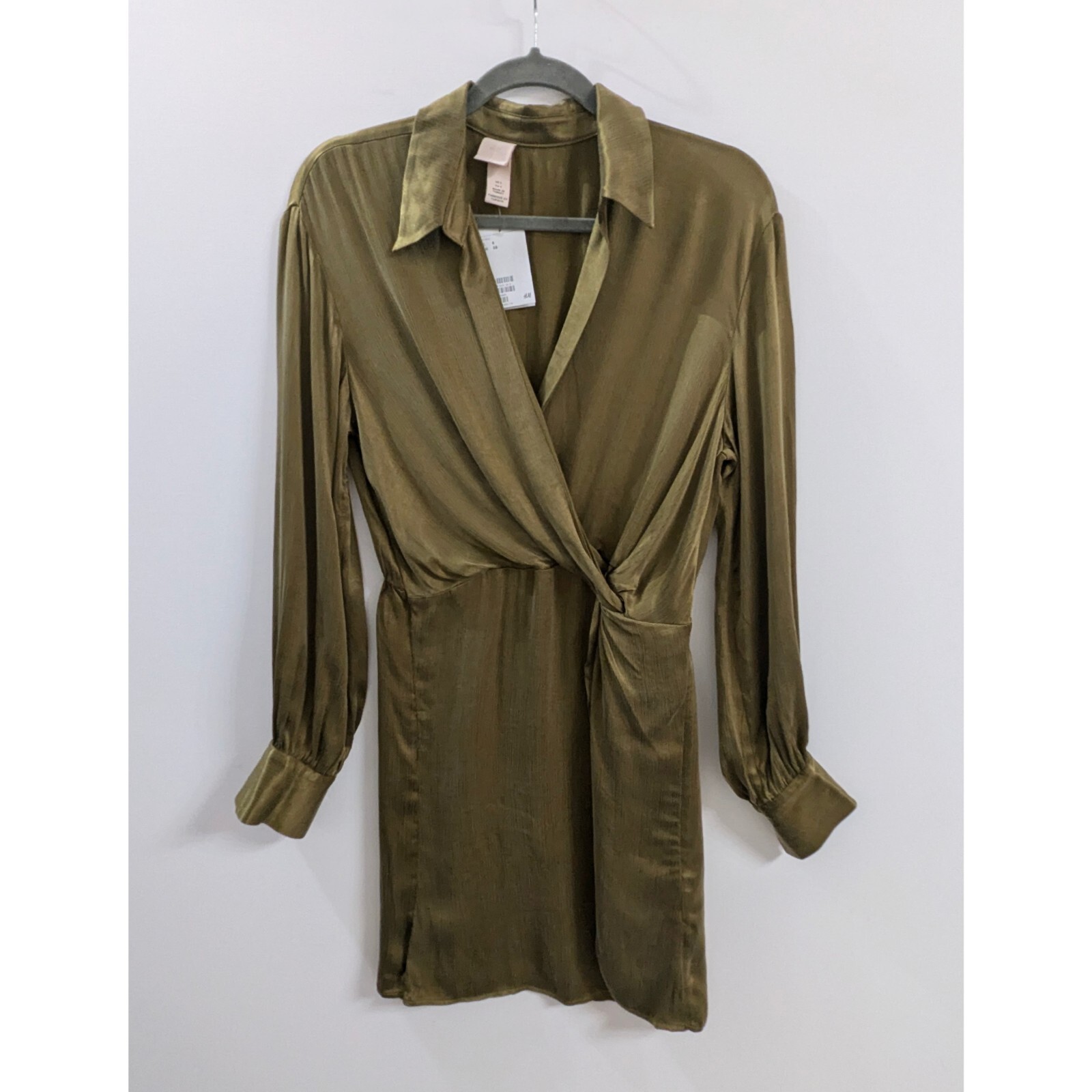 H&M Low-cut V-neck Wrapover Tunic with Draped Knot Detail Size 6
